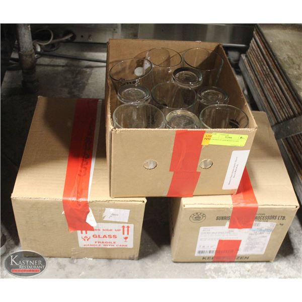 3 BOXES OF ASSORTED GLASS