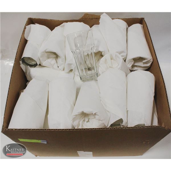 BOX OF 50+ HEAVY COOLER GLASS