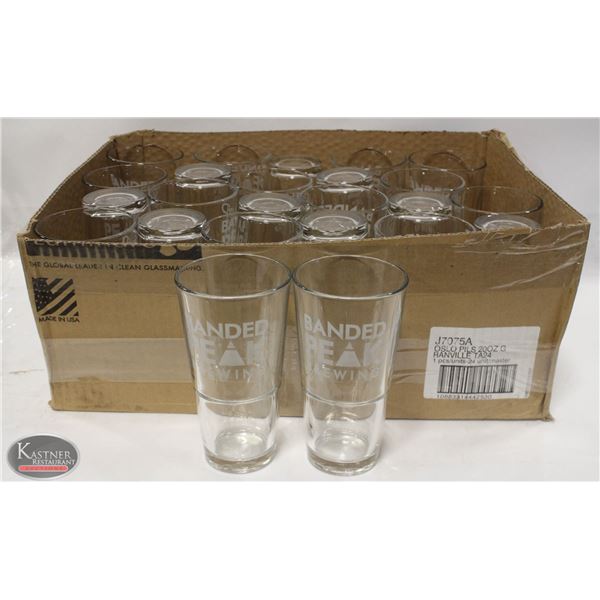 FLAT OF LARGE BRANDED STACKING BEER GLASS