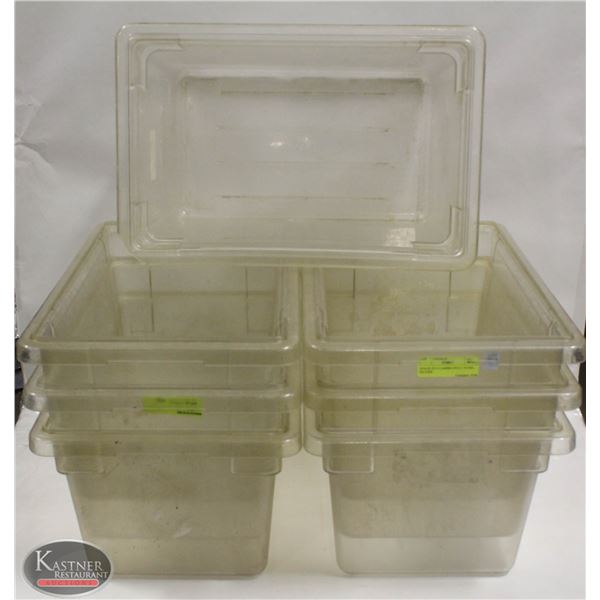 STACK OF 7 CAMBRO POLY TOTES - NO LIDS