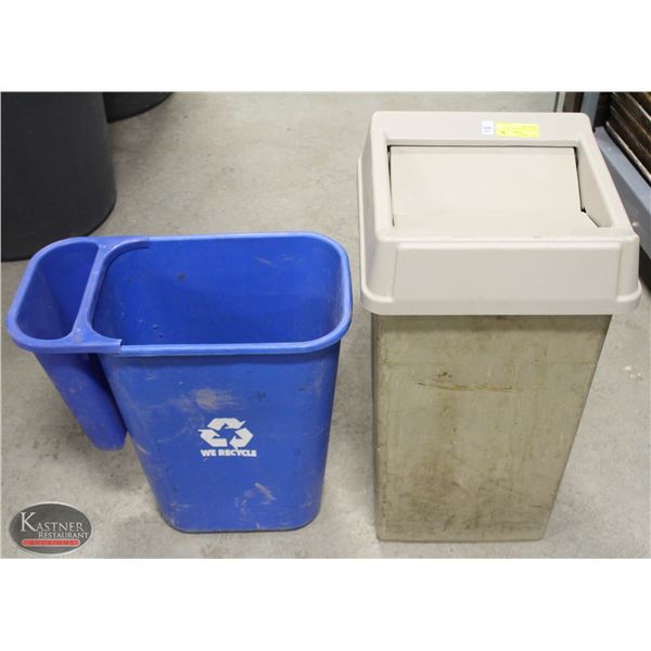 WASTE CONTAINER W/ LID & RECYCLE BIN