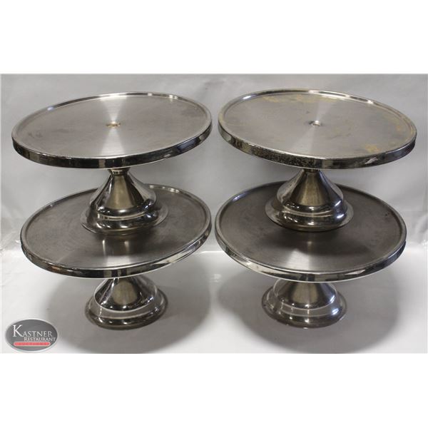 GROUP OF 4 STAINLESS STEEL 12" CAKE DISPLAY STANDS