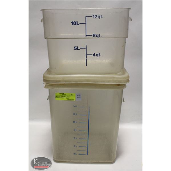 ONE 12QT CAMBRO DRY INGREDIENT BIN & 18L