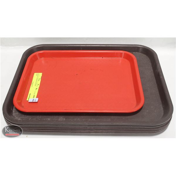 STACK OF 6 ASSORTED CAFETERIA TRAYS