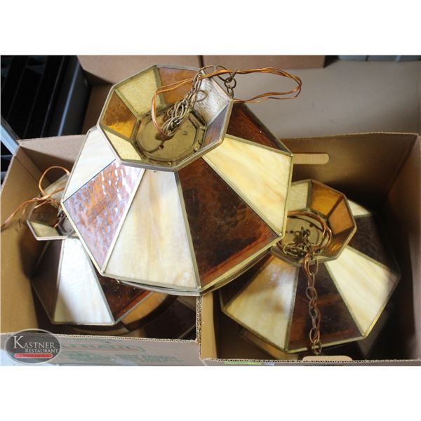 GROUP OF 4 TIFFANY STYLE PENDANT LIGHTS