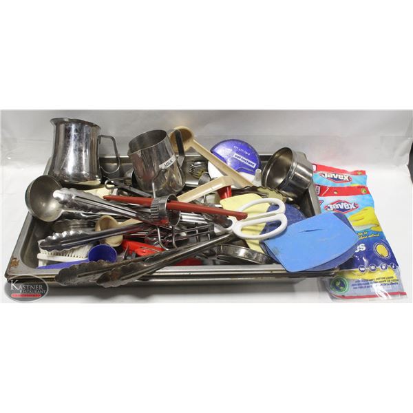 2 FULL SIZE S/S INSERTS FULL OF UTENSILS