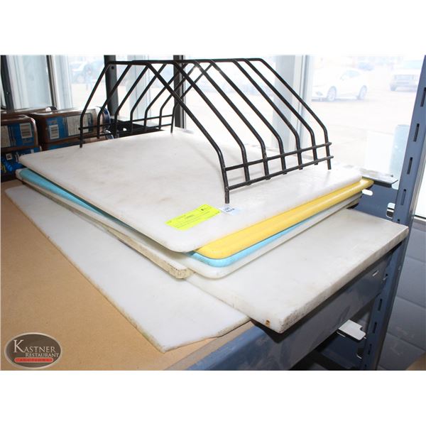 LOT OF VARIOUS POLY CUTTING BOARDS & SURFACES