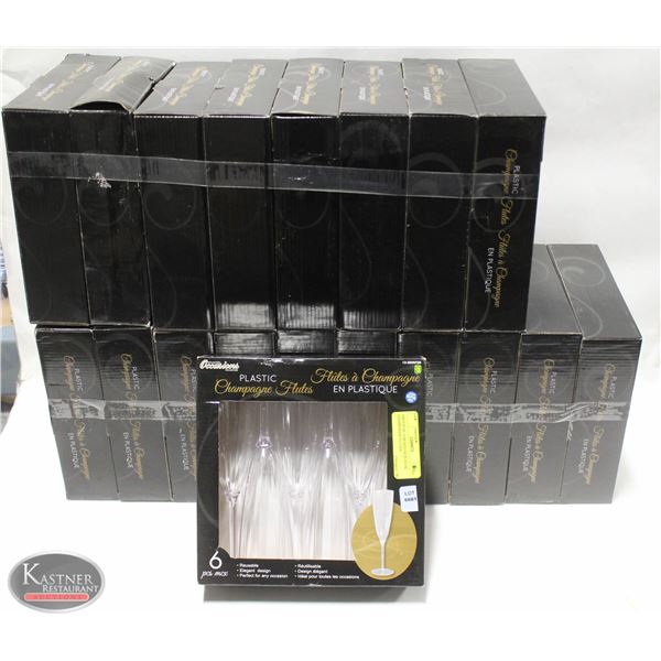 GROUP OF 19 BOXES OF PLASTIC CHAMPAGNE FLUTES