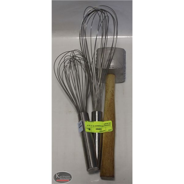 TENDERIZER HAMMER W/ 12" & 16" S/S WHIPS