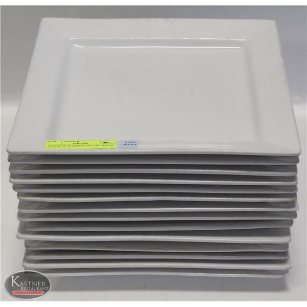 STACK OF 14 LARGE SQUARE WHITE PLATES 14" X 14"