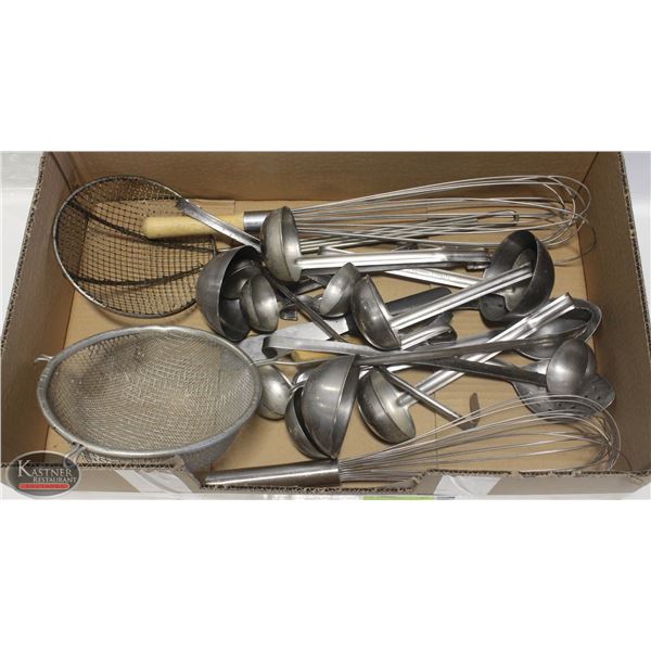 FLAT W/ ASSORTED STAINLESS STEEL KITCHEN UTENSILS
