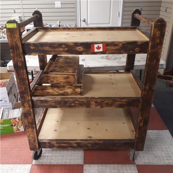 WOODEN CART ON CASTORS