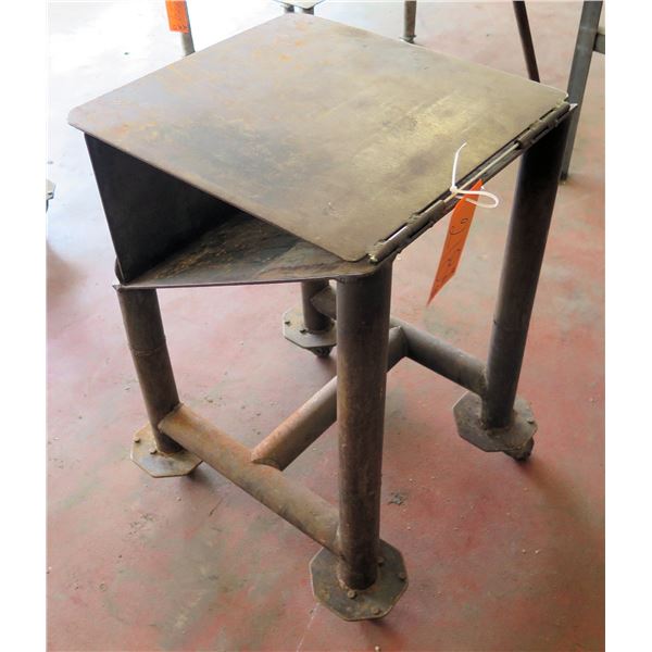 Metal Table on Wheels w/ Folding Attachment 19"x21"x30" Ht.