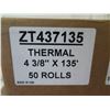 Image 2 : Qty 12 Boxes (50 Rolls Each) Thermal 4 3/8" x 135' Rolls ZT437135