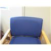 Image 2 : Qty 2 Blue Reception Chairs, Wood Frame
