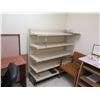 Image 2 : Qty 2 Metal Shelving Units, Reception Chair, Wooden 4-Shelf Printer Stand, etc