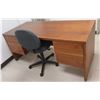 Image 1 : Hiebert Wooden Desk w/ 5 Drawers 66"x30"x29"H & Rolling Office Chair