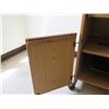 Image 8 : Wooden Desk w/ Under Cabinet & 3 Drawers 60"x23"x30"H & Rolling Shelving Unit 51"H