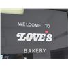 Image 2 : Black "Welcome to Love's Bakery' Glass Door Sign 23"x33"