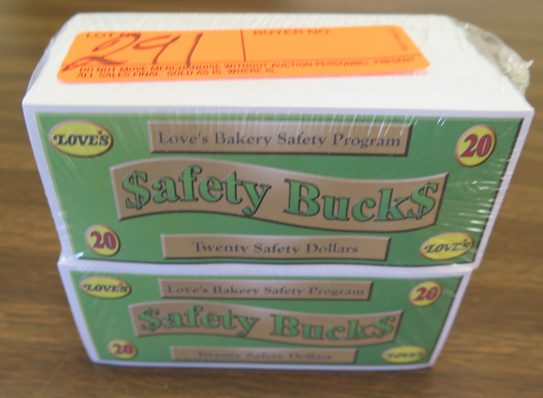 Qty 2 Packages Love's Safety Bucks Twenty Safety Dollar Denomination