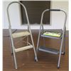 Image 1 : Qty 2 Metal 2-Step Easy-Reach Folding Step Stools