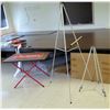 Image 1 : Qty 2 Tripod Easels & 'Little Debbie' Folding Table