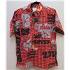 Image 1 : Love's-Themed Red/Black/Gray Aloha Shirt, Size M