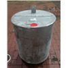 Image 1 : Metal Bucket w/ Attached Half Lid 24" Diameter x 30" Ht