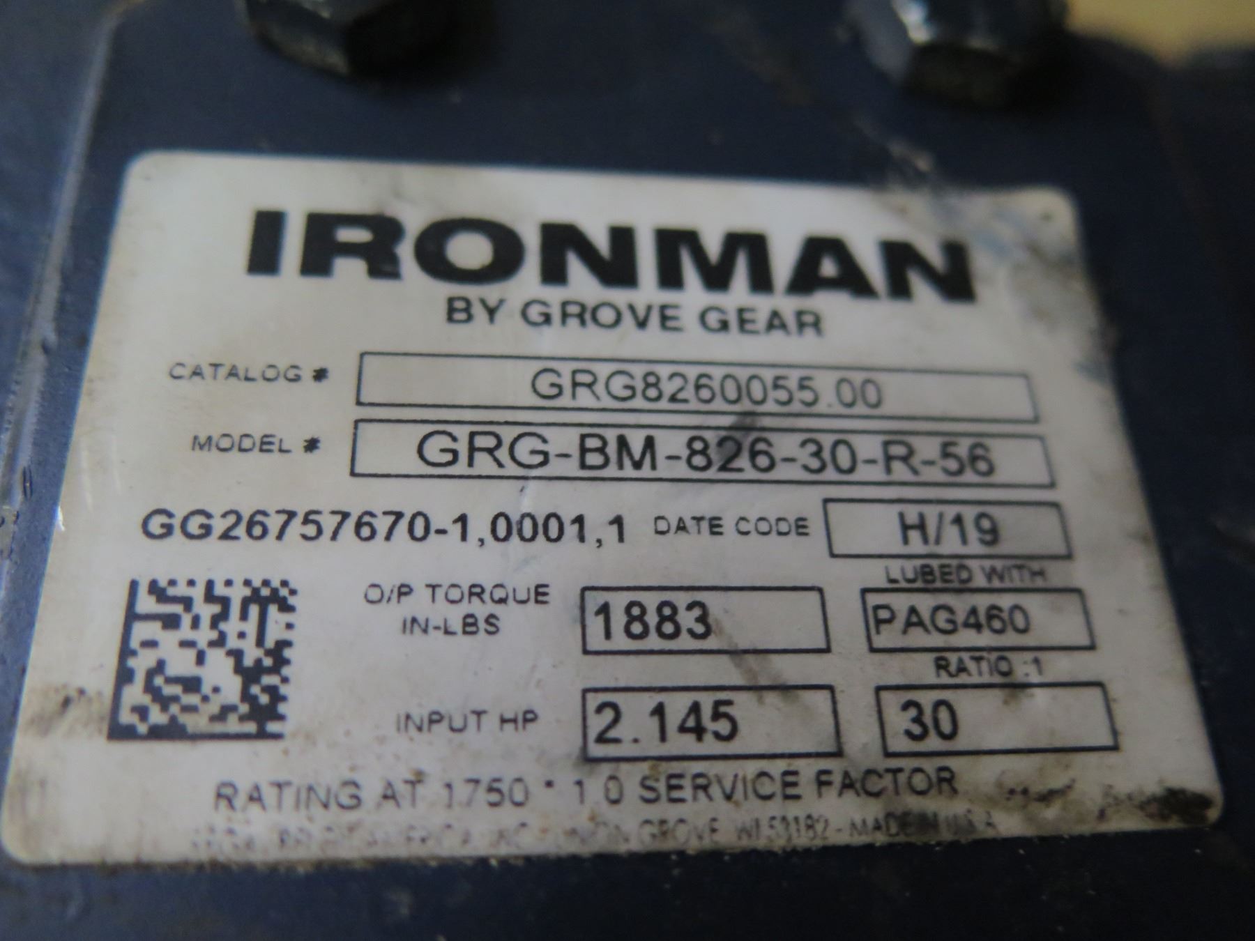 Grove Gear IronMan GRG8260055 Gear Box Oahu Auctions