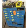 Image 1 : Metal Cabinet w/ 28 Drawers & Contents: Fittings, Wire, Bushings, Brushes, Hardware
