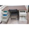 Image 1 : Metal & Wood Laminate Desk w/ 5 Drawers 60"x30"x29"H w/ Folding Chair