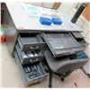 Image 1 : Metal Shop Desk 60"x30"x29"H w/ 6 Drawers, Chair & Contents: First Aid Kits, etc