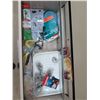 Image 8 : Metal 4 Drawer Lateral File Cabinet & Contents: Mugs, Toilet Valves, Glue, etc
