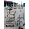 Image 1 : Qty 2 Metal Step Rolling Access Aisle Warehouse Ladder Stairs