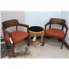 Image 1 : Qty 2 Boling Wooden Armchairs w/ Upholstered Seats & Round Table