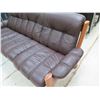 Image 2 : Brown 3 Section Sofa w/ Wooden Frame 84" x 28" x 32"H