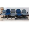 Image 1 : Qty 5 Rolling Office Chairs w/ Canvas Upholstery, 1 w/ Arm Rest