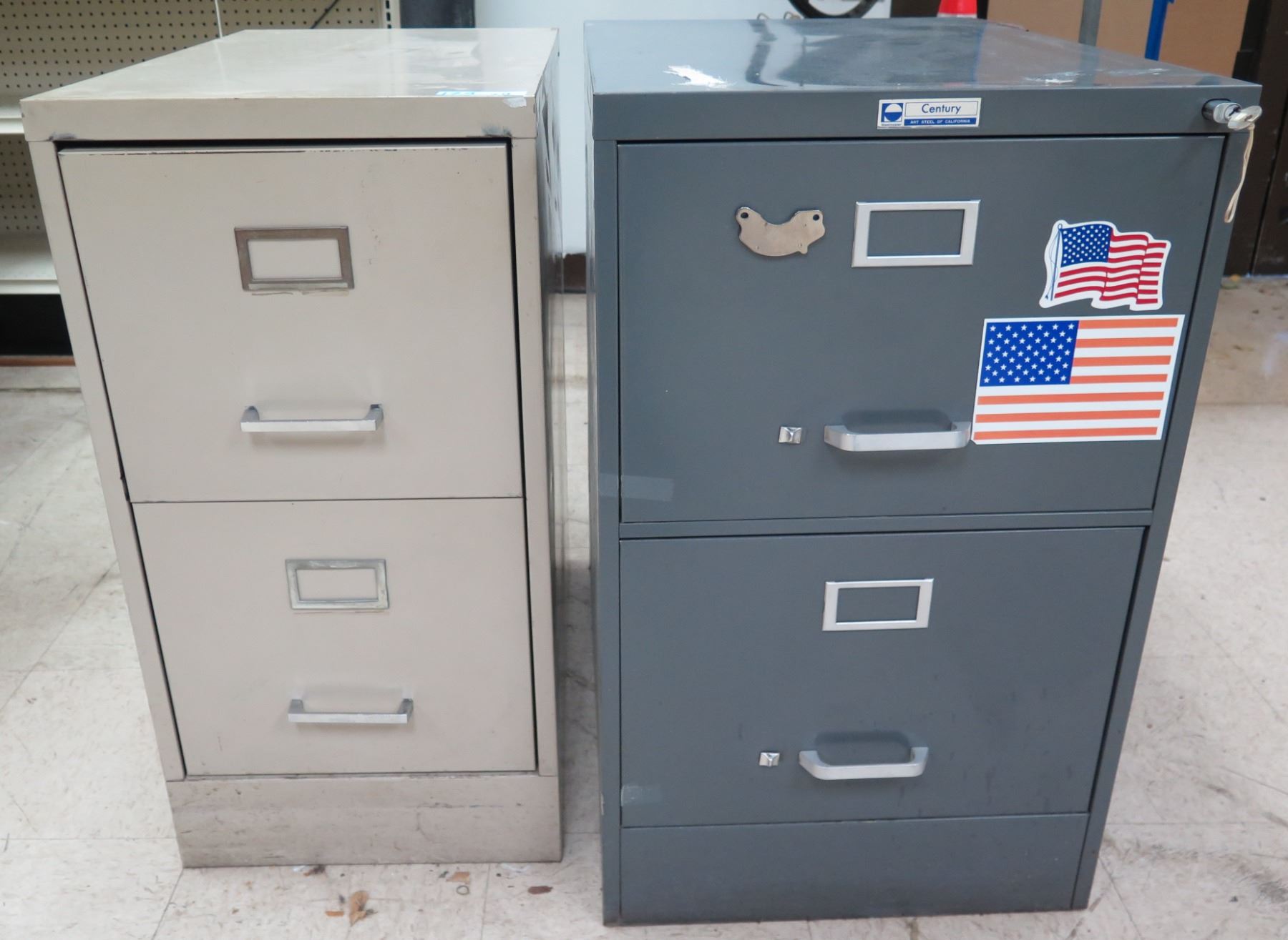Qty 2 Metal 2 Drawer File Cabinets - 1 Steelmaster w/ Key