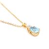 Image 2 : Plated 18KT Yellow Gold 4.35ctw Blue Topaz and Diamond Pendant with Chain