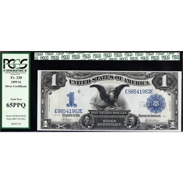 1899 $1 Black Eagle Silver Certificate PCGS 65PPQ