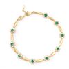 Image 1 : Plated 18KT Yellow Gold 0.81ctw Green Agate and Diamond Bracelet