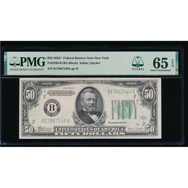 1934C $50 New York FRN PMG 65EPQ