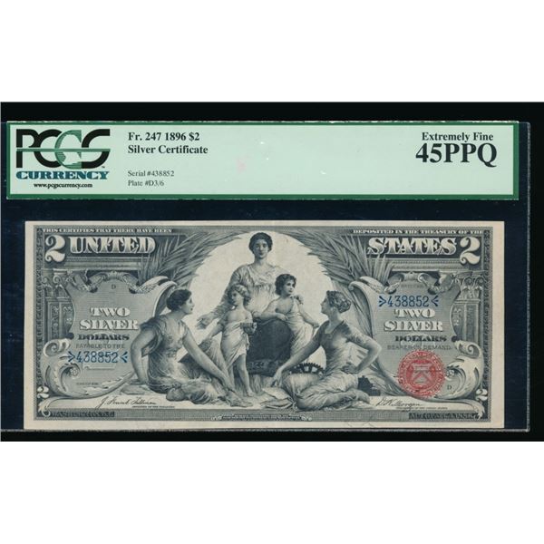 1896 $2 Educational Silver Certificate PCGS 45PPQ