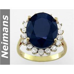 Certified 5.75 ct Blue Topaz & Sapphire Ring 14kt Gold