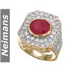 Image 1 : Antique 7.25 ct Certified Ruby & Sapphire Ring 14K Gold