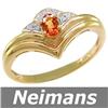 Gem Certified .50 ct Orange Sapphire & Diamond Ring 14k