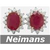 Image 1 : Certified 5.25 ct Ruby & VS Diamond Stud Earrings 14kt