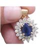Gem Certified 6.75 ct Blue & White Sapphire Pendant 14k