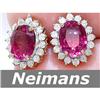 Image 1 : 3.50 ct Pink Tourmaline & Stud Diamond Earrings