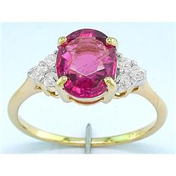 Antique 4.75 ct Pink Sapphire Blue & White Diamond Ring